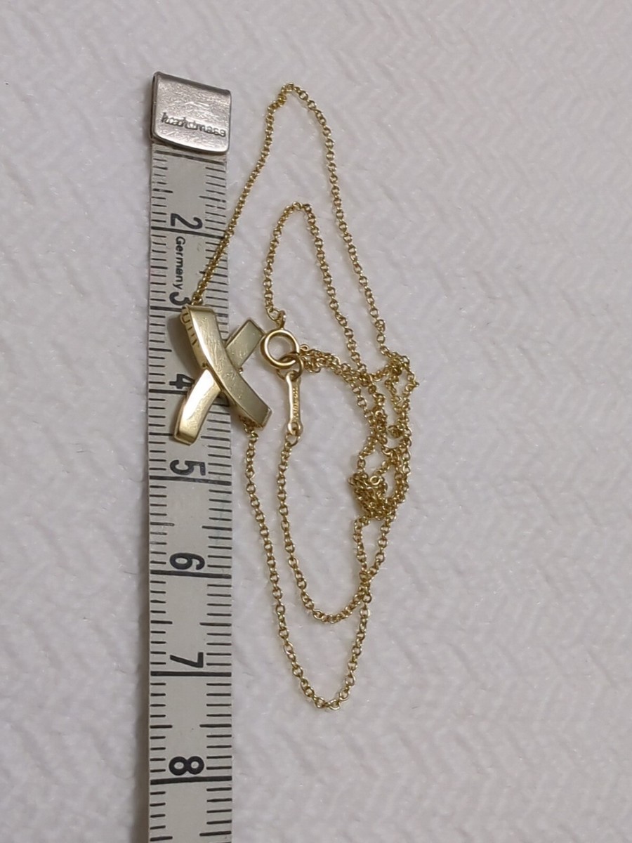Tiffany & Co. 18k / 750 Yellow Gold Mini X Kiss Pendant Necklace