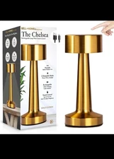 The Chelsea Touch Lamp Bell+Howell Gold Cordless Wireless Rechargeble LED 3 Mode
