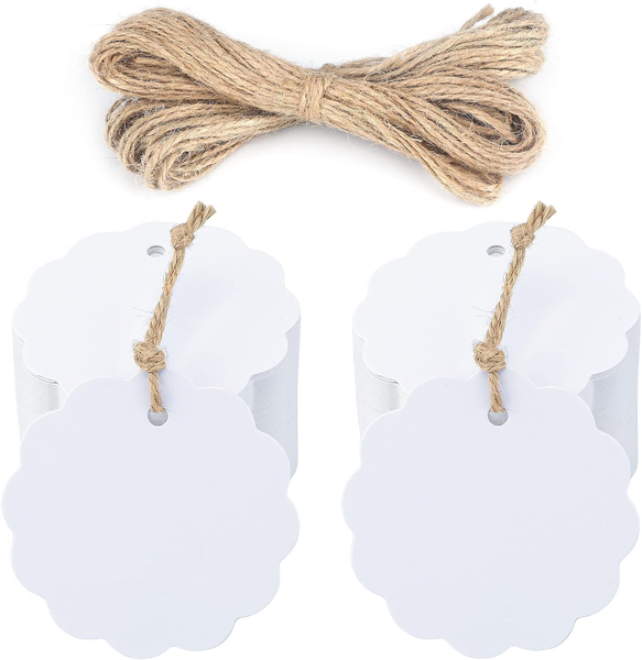 200Stk AnhäNger Kraftpapier GeschenkanhäNger Rund Etiketten 6Cm Mit Jute Schnur,-image