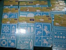 19 PACKAGES Crafter's Square SELF ADHESIVE STENCILS SHAPES BEACH UNICORNS PARTY