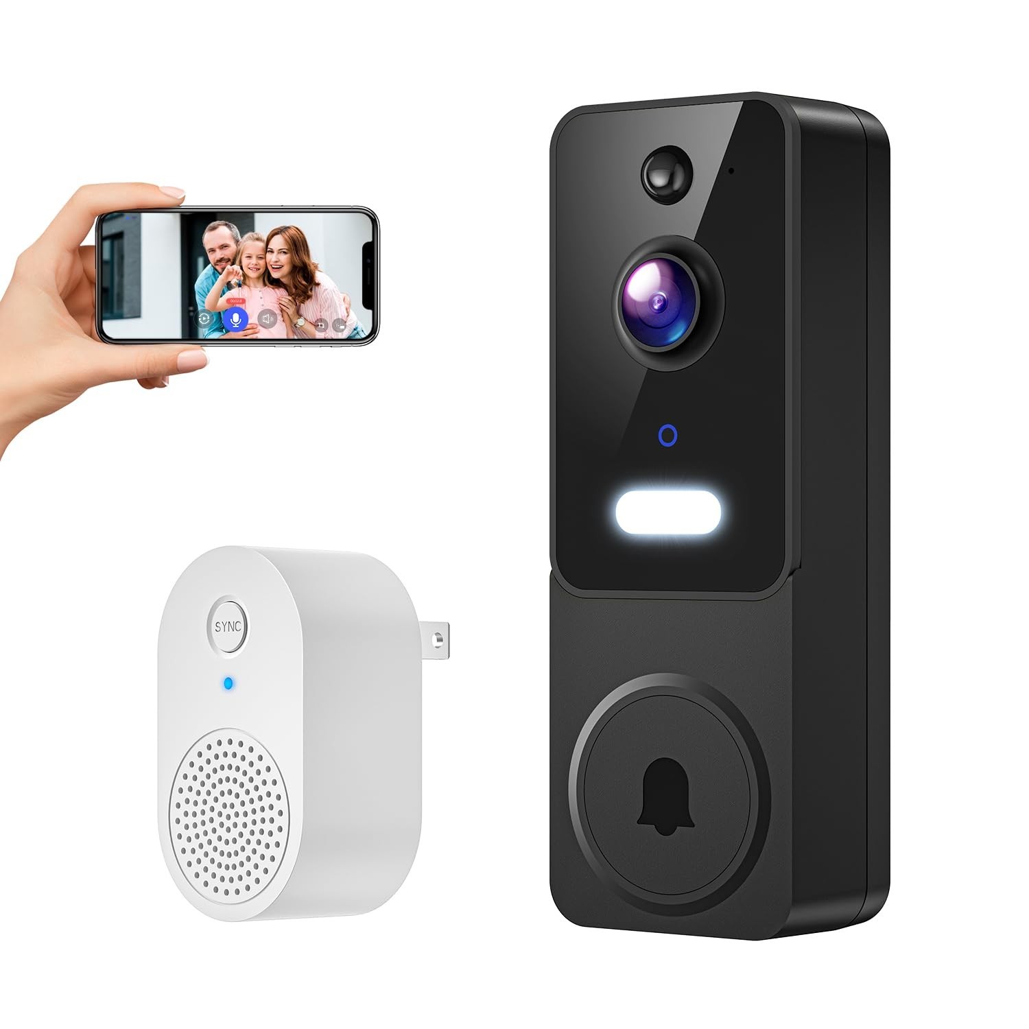 Wireless Video Doorbell Camera with AI Detection and Battery Power-image