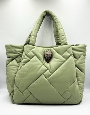 Kurt Geiger Kensington gesteppte Leder Puff Shopper Tasche grün khaki UVP 279£