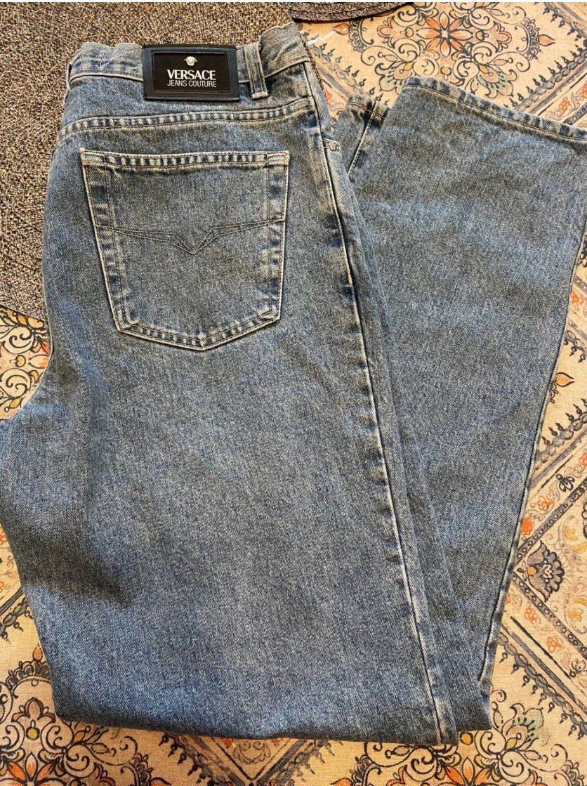 Versace Jeans Couture Mens Vintage Made in Italy Straight Leg Blue Denim 36x32 View 2