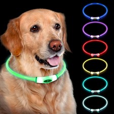 Lighted Dog Collar, Rechargeable 7 Colors Changing Light Up 7Colors
