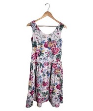 Vintage Brights Creek Dress Floral Cottagecore Tea Party Size 8 White Pink