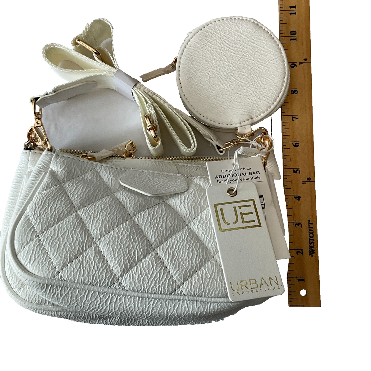 Urban Expressions Purse Handbags White Sinclair Strap Zip Vegan
