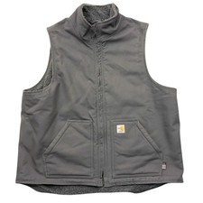 Carhartt FR Duck Canvas Sherpa Lined Vest Mens XLT Gravel Mock Neck Heavyweight