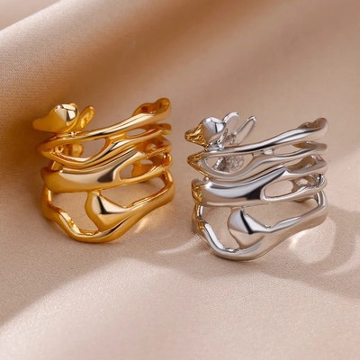 Schicker geometrischer Ring perfekt für Partys und Alltag einzigartiges Metalld