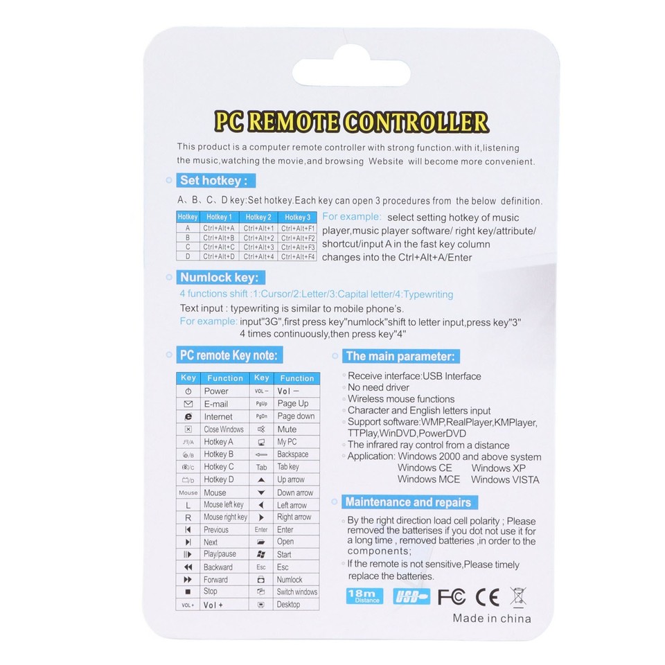 Remote Control USB Receiver Control PC Computer Remote Control Wireless ...