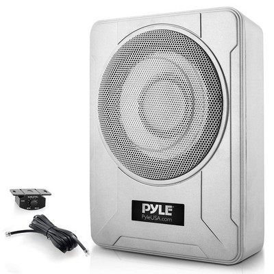 Pyle 8-Inch Low-Profile Amplified Subwoofer System - 600 Watt 8 Inch, Gray
