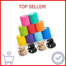 Upgraded 9-Pack Self Adhesive Bandage Wrap 2 Inches 5 Yards Elastic Cohesive