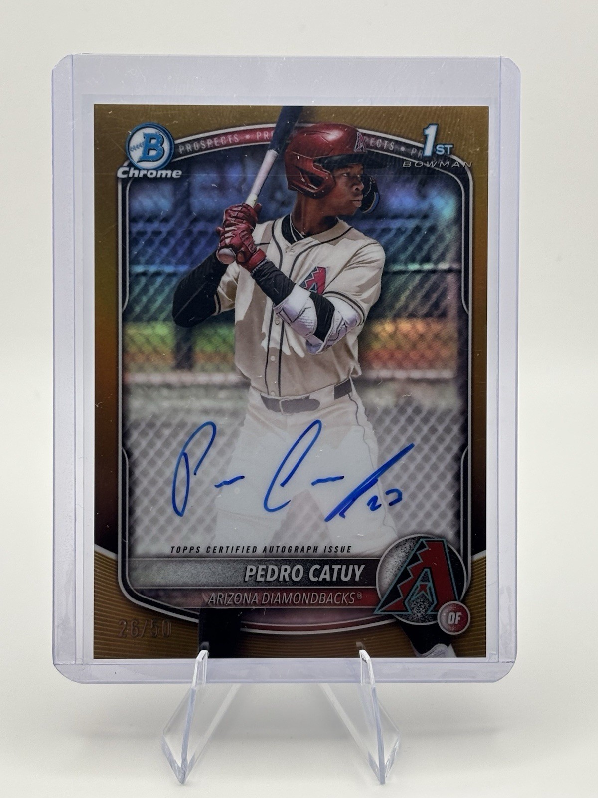 2025 Bowman Chrome Pedro Catuy #CPA-PC True Gold First Auto 26/50 Diamondbacks