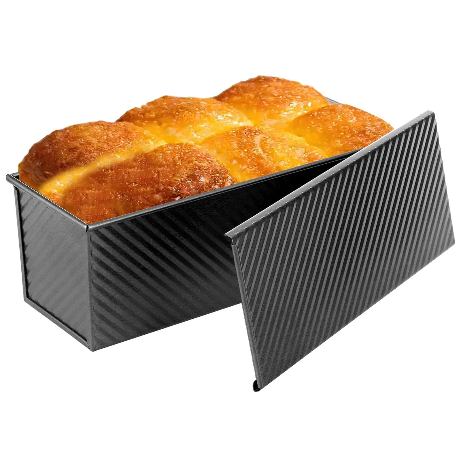Non-Stick Pullman Loaf Pan with Lid 13x4 Inch - 2.2lb Carbon Steel Bread Baki...