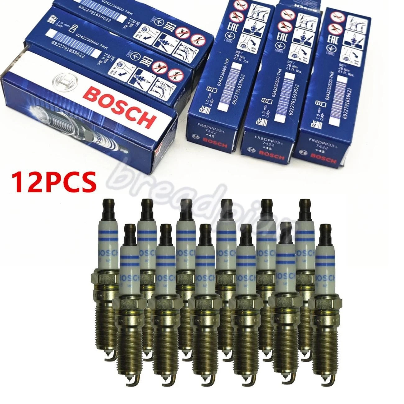12X BOSCH Spark Plugs For Mercedes C320 C240 E320 S430 CLK320 CLK430 FR8DPP33
