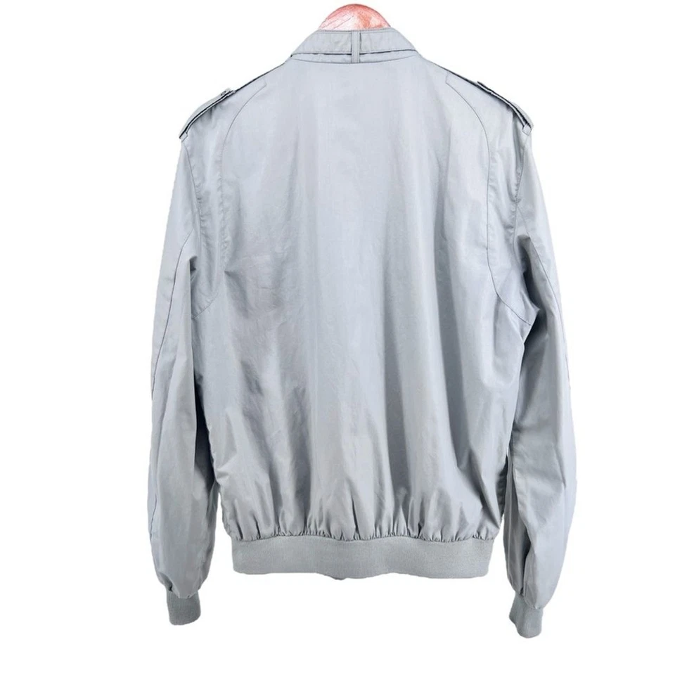 Vintage 80s Members Only Racer Jacket by Europe Craft 42L Pocket Logo Light Gray - Image 3 of 4