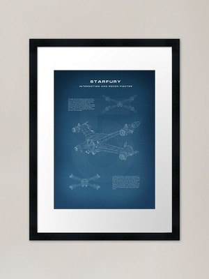 Starfury Space Fighter Gerahmte Kunst P Gerahmtes Wandbild Poster Leinwanddruck Bild