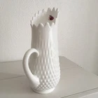Fenton Hobnail Milk Glass Swung Pitcher 11” Vintage Orig Sticker White Drip Vase