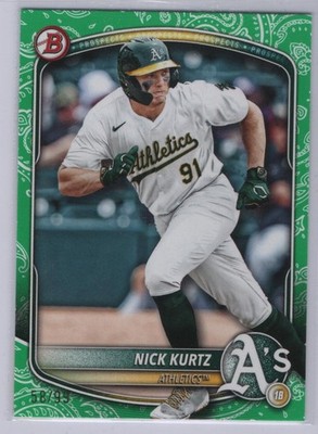 2025 Bowman Nick Kurtz #BP-114 Prospects Green Paisley Pattern SN /99