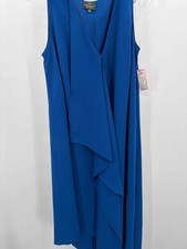 Pre-Owned Adrianna Papell Blue Size 14W Shift Midi Sleeveless Dress