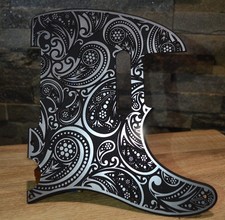Faux Brushed Aluminum Paisley Telecaster Pickguard - Industrial Stylish Art