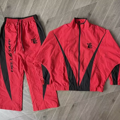 Hell Thriller Red star Track Jacket Pants patchwork embroidered