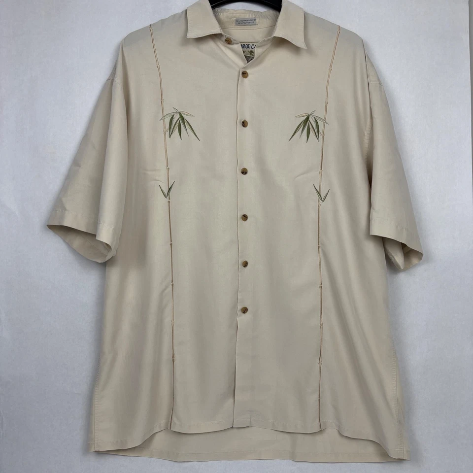 Camisa Hawaiana Bamboo Cay Para Hombre XL Extra Grande Bordada Manga Corta Abotonada Foto 2 de 4