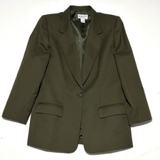 Pendleton Blazer Womens 12 Olive Green 100 Virgin Wool Single Button
