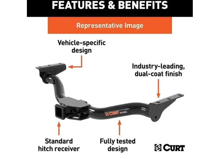 Curt 13612 For 11-17 Audi Q5/15-C Porsche Macan Concealed Class 3 Receiver Hitch - Imagem 2 de 4