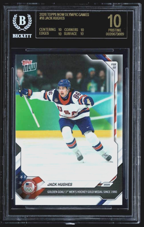 2026 Topps Now Olympic Games - Jack Hughes #18 BGS 10 BLACK LABEL PRISTINE!!!!