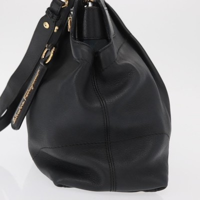 バッグ Salvatore Ferragamo Gancini Leather Bag Salvatore Ferragamo Gancini Tote Bag Leather 2way Black Gold Auth