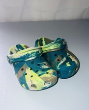 CROCS, Tie Dye Hunter Green, Lime Green, Gray Clog Sandal, Childs Size 6C