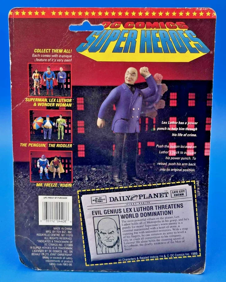 Figura de acción DC Comics Super Heroes Lex Luthor 1989 vintage Toy Biz Foto 2 de 2
