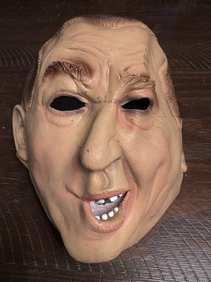 Vintage Latex Horror Mask Bald Man Creepy Face Halloween Prop Distressed