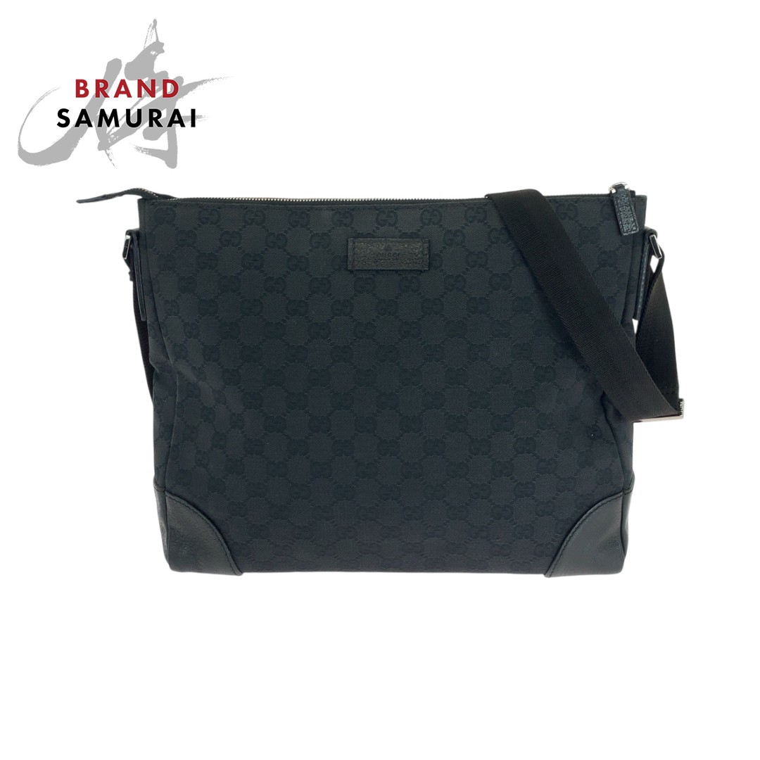 Gucci GG Canvas Shoulder Bag in Black with Silver Hardware 110045 Crossbody for Women 50375