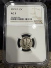 1921-D Mercury Dime Graded by NGC AG3 *SEMI-KEY*