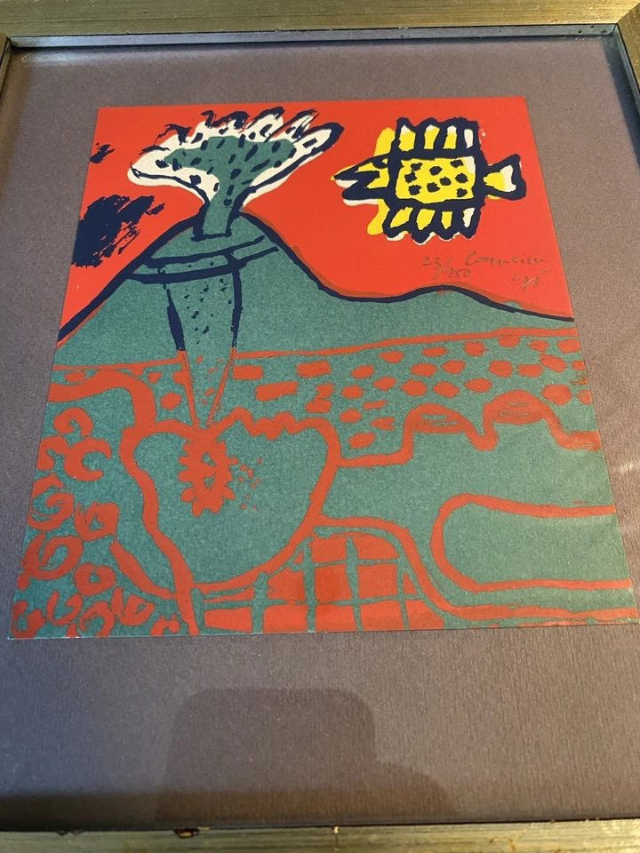 Vintage 1975 Dutch Artist CORNEILLE Litho PRINT “Volcano Fish Woman” Signed x’d  Foto 2 de 4