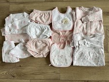 Baby Girls Newborn Matalan Set Bundle Vest Babygrow Bibs Bloomers Pink White