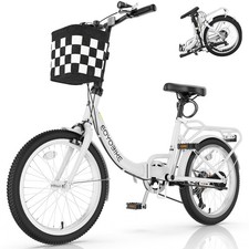 EOYOBIKE 20 Inch City/Commuter Bicycle Folding Step-Through Bike with Basket