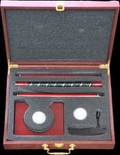 DLK Red Gold A99 Golf Putter Set WP03 Putting Cup Executive Indoor Wooden Case