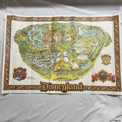 Walt Disney Disneyland Park Wall Map 1979 Poster Approx 44'' x 29.5'' Vintage Art