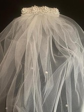 Bonnie Jean First Holy Communion Comb Veil with Four Flowered Pearls