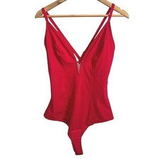 Red Bodysuit Shaper V Neck Sleeveless Snap Crotch Extra Large Women's