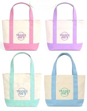 Trader Joe  s Mini Pastel Canvas Tote Bag Limited Edition Reusable Fast Shipping
