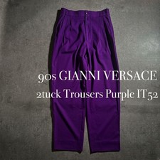 USED 90S GIANNI VERSACE 2-PLEAT SLACKS, PURPLE, SIZE 52, ARCHIVE. VERYGOOD