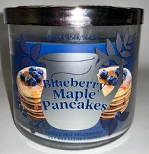 Bath & Body Works Blueberry Maple Pancakes 3-wick Scented Candle Essential Oils!