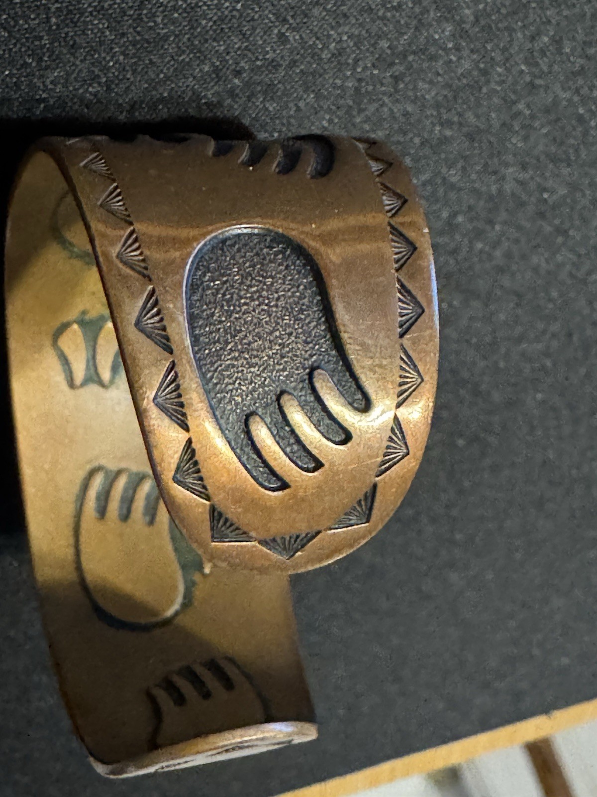 Signed Native Copper Cuff Bear Paw - image 4