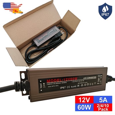 AC 110V To DC 12V 60W 5A IP67 Waterproof Outdoor Adapter Led Power Supply Driver