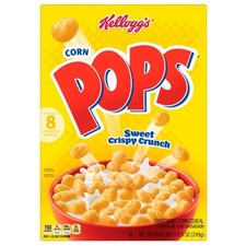 18x Kellogg's Corn Pops Cereal Dulce Crujiente Snack Desayuno Lote a Granel Nuevo 8.8oz