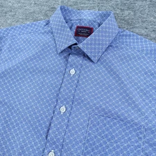 UNTUCKit Shirt Mens Medium Blue Geometric Weibel Short Sleeve Performance Pocket