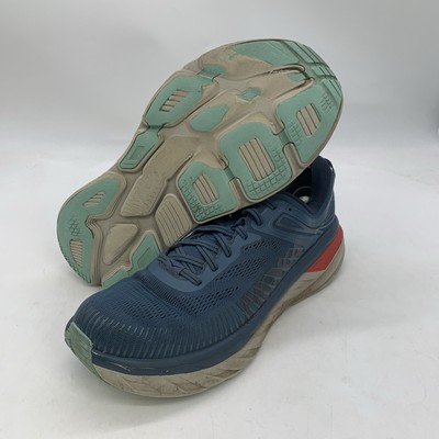 HOKA Bondi 7 Shoes Mens 12.5 EE 2E Running Sneakers Casual Flaws Blue Sports